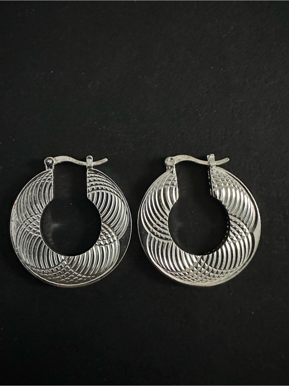 Silver-Tone Textured Hoop Earrings - Classic Women's Jewelry